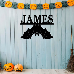 personalized name bat sign custom family name metal signs halloween decoration for home 1