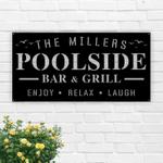 personalized name poolside bar and grill sign tiki bar sign pool oasis metal sign for pool bar patio home backyard decor housewarming gift 0