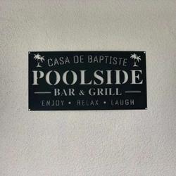 personalized name poolside bar and grill sign tiki bar sign pool oasis metal sign for pool bar patio home backyard decor housewarming gift 2