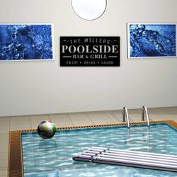 personalized name poolside bar and grill sign tiki bar sign pool oasis metal sign for pool bar patio home backyard decor housewarming gift 4