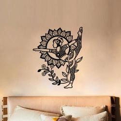 personalized natarajasana mandala yoga pose yoga studio home decor custom metal sign 1