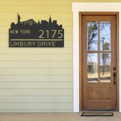 personalized new york city skyline metal address sign house number plaque realtor closing gift custom metal sign 1