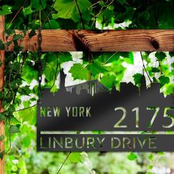 personalized new york city skyline metal address sign house number plaque realtor closing gift custom metal sign 2