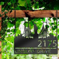 personalized new york statue of liberty metal address sign house number plaque realtor closing gift custom metal sign 2