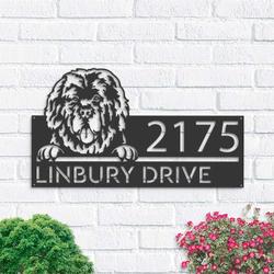 personalized newfoundland dog cute puppy address sign house number plaque custom metal sign 1