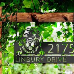 personalized newfoundland dog cute puppy address sign house number plaque custom metal sign 2