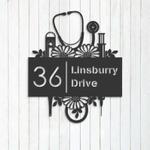 personalized nurse medical tools address sign house number plaque custom metal sign 0