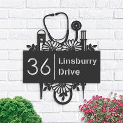 personalized nurse medical tools address sign house number plaque custom metal sign 2