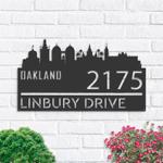 personalized oakland city skyline metal address sign house number plaque realtor closing gift custom metal sign 0