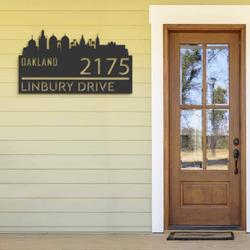 personalized oakland city skyline metal address sign house number plaque realtor closing gift custom metal sign 1