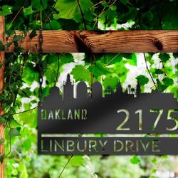 personalized oakland city skyline metal address sign house number plaque realtor closing gift custom metal sign 2