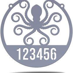 personalized octopus kraken address sign custom gigantic octopus house number nautical theme address plaque 1