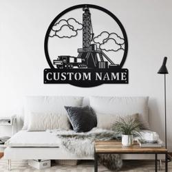 personalized oil drilling truck metal name sign home decor gift for truck drivers 1