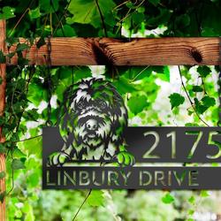 personalized old english sheepdog cute puppy address sign house number plaque custom metal sign 2