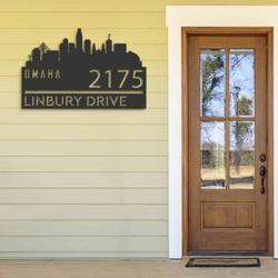 personalized omaha city skyline metal address sign house number plaque realtor closing gift custom metal sign 1