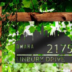 personalized omaha city skyline metal address sign house number plaque realtor closing gift custom metal sign 2
