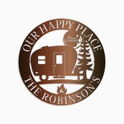 personalized our happy place happy campers rv custom metal sign 2