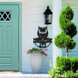 personalized owl welcome sign nature outdoor wall decor address plaque home decor housewarming gift 1