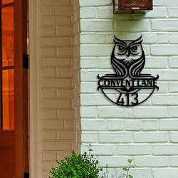 personalized owl welcome sign nature outdoor wall decor address plaque home decor housewarming gift 2