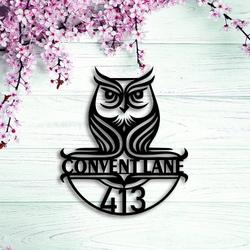 personalized owl welcome sign nature outdoor wall decor address plaque home decor housewarming gift 3