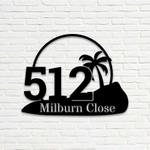personalized palm tree beach house address sign modern house number plaque custom metal sign 0