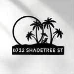 personalized palm tree house number address metal sign tropical outdoor sign beach house decor pool lake sign housewarming gift 0