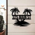 personalized palm tree house number address sign tropical outdoor sign beach house decor lake pool sign 0