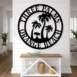 personalized palm tree metal sign beach decor beach house sign housewarming gift 2