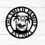 personalized palm tree metal sign beach house sign home bar decor beach tropical decoration housewarming gift 0