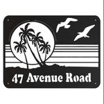 personalized palm tree seagull sunset address sign house number plaque custom metal sign 0
