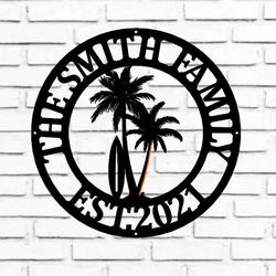 personalized palm tree sign beach house sign beach decor tropical decor summer gift housewarming gift 1