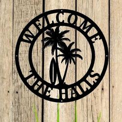 personalized palm tree sign beach house sign beach decor tropical decor summer gift housewarming gift 2