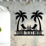 personalized palm trees beach sign beach house metal wall art summer decor 0