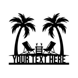 personalized palm trees beach sign beach house metal wall art summer decor 1