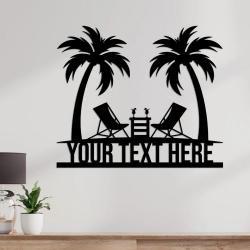 personalized palm trees beach sign beach house metal wall art summer decor 2