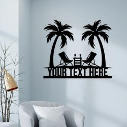 personalized palm trees beach sign beach house metal wall art summer decor 3