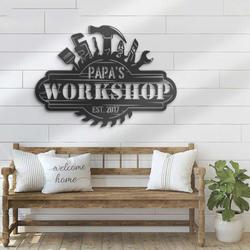 personalized papa workshop sign garage custom metal signs mechanic repair decoration birthday gifts fathers day gifts 2