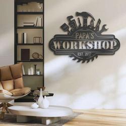 personalized papa workshop sign garage custom metal signs mechanic repair decoration birthday gifts fathers day gifts 3
