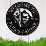 personalized papas garage sign welcome sign workshop custom metal signs dads gifts grandpas gifts 0