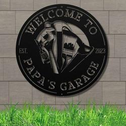 personalized papas garage sign welcome sign workshop custom metal signs dads gifts grandpas gifts 1