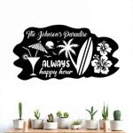 personalized paradise sign hibiscus surf drinking sign always happy hour summer sign beach house decor home decor 0