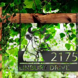 personalized peeking cow farm animal ranch address sign custom metal signs 2