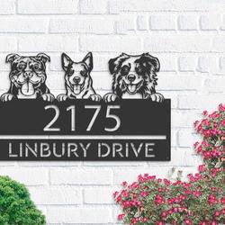 personalized peeking dogs address sign house custom dog breed cute puppy number plaque custom metal sign 1