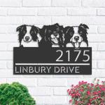 personalized peeking dogs border collie address sign house number plaque custom metal sign 0