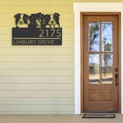 personalized peeking dogs border collie address sign house number plaque custom metal sign 1