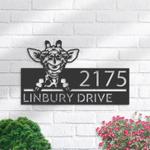 personalized peeking giraffe address sign custom metal signs 0