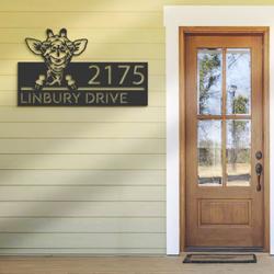 personalized peeking giraffe address sign custom metal signs 1