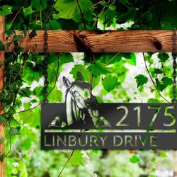 personalized peeking horse farm animal ranch address sign custom metal signs 2
