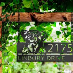 personalized peeking koala address sign custom metal signs 2