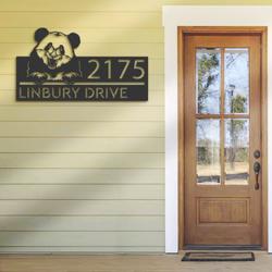 personalized peeking panda address sign custom metal signs 1